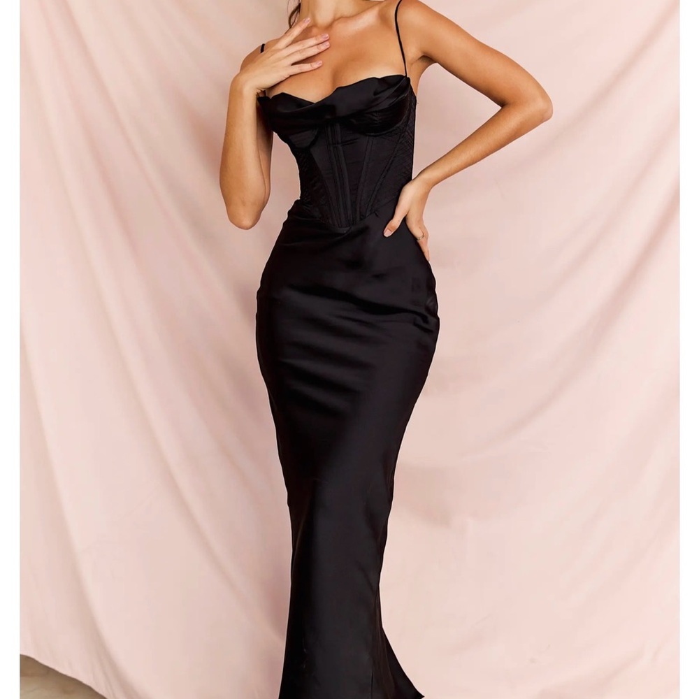 House of CB Elegant Black Corset Maxi Dress